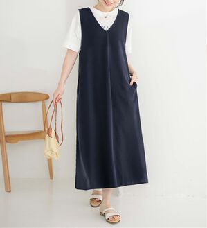 BELLUNA（ベルーナ）の「ロゴプルオーバー付！ワンピースアンサンブル（アンサンブル）」｜ネイビー