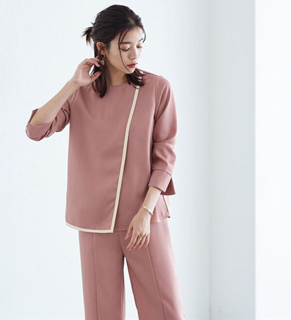 Pierrot（ピエロ）の「ラインデザインラップブラウス（ブラウス）」｜詳細画像