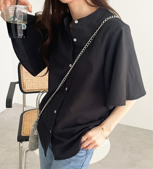 GeeRA（ジーラ）の「フレアー袖バンドカラーブラウス（ブラウス）」｜詳細画像