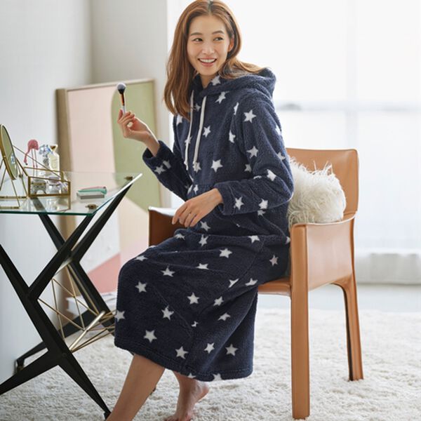 YU'NOW（ユナウ）の「ふんわりモコボアルームウェアマキシワンピース（パジャマ・ルームウェア）」｜詳細画像