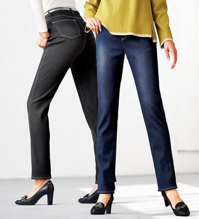 BELLUNA（ベルーナ）の「裏ベロアストレッチデニムパンツ（フルレングスパンツ）」