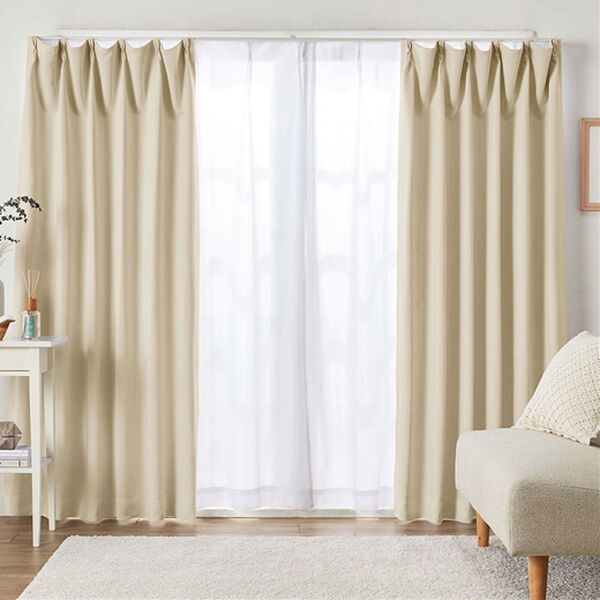 1・2級遮光＆断熱保温＆UV見えにくいレース付カーテンセット＜4枚