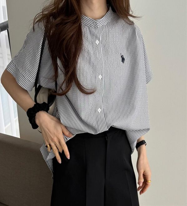 GeeRA（ジーラ）の「【ＵＳ．ＰＯＬＯ．ＡＳＳＮ】ポコポコ素材フレンチスリーブシャツ（シャツ）」｜詳細画像