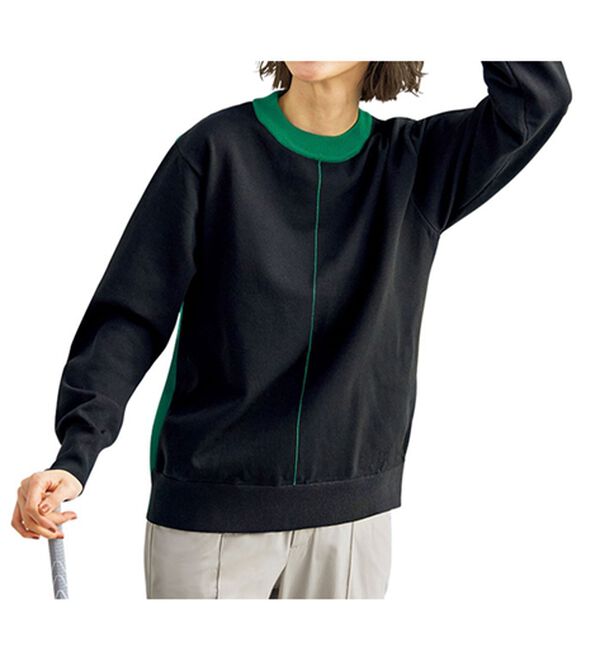 BELLUNA（ベルーナ）の「配色ラインニットプルオーバー（ニット・セーター）」｜ブラック系