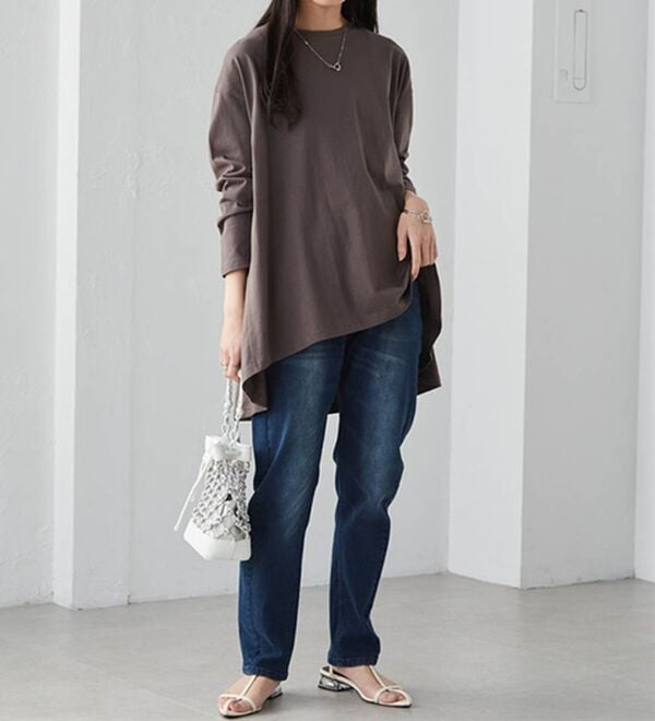 RANAN（ラナン）の「＜ＢＣ＞綿１００％ひんやりフレアーシルエットチュニック（カットソー）」｜詳細画像