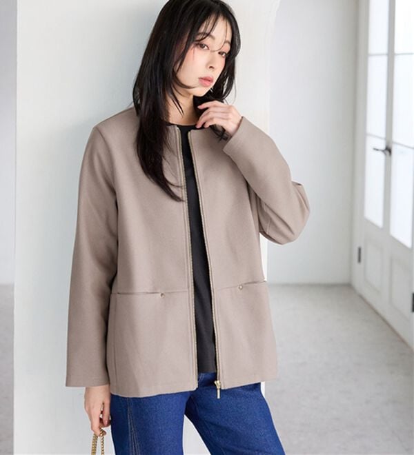 BELLUNA（ベルーナ）の「ウーリッシュ素材！やわらかコクーンジャケット（ハーフコート）」｜詳細画像