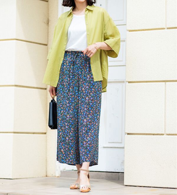 BELLUNA（ベルーナ）の「【接触冷感】レーヨン素材プリントワイドパンツ（ワイドパンツ・ガウチョ）」｜詳細画像