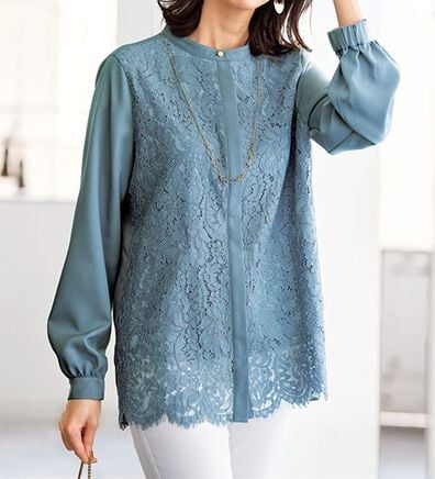 BELLUNA（ベルーナ）の「上品スカラップレース使いシャツチュニック（チュニック）」
