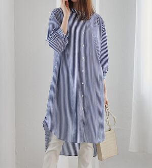 RANAN（ラナン）の「綿１００％　ロング丈シャツブラウス（チュニック）」｜詳細画像