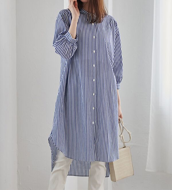 綿100％ ロング丈シャツブラウス - ベルーナ【公式】