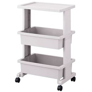 iellio（イエリオ）の「日本製リセ　テーブルワゴン３段＜キッチンワゴン・バスケットトローリー・ラック＞（リビング用品）」｜ライトグレー