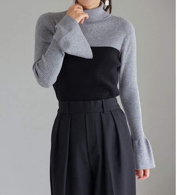 RANAN（ラナン）の「＜ムースタッチ＞洗える！バイカラータートルリブニット（ニット・セーター）」｜詳細画像