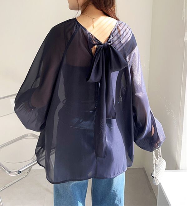 GeeRA（ジーラ）の「バックリボンシアーブラウス（ブラウス）」｜詳細画像