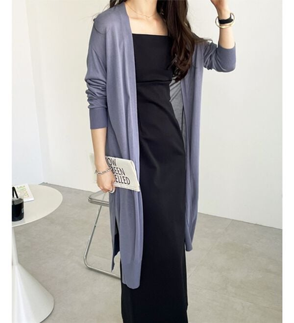 GeeRA（ジーラ）の「【3つの機能付】ロングニットカーディガン（ミディ丈）（ニットカーディガン）」｜詳細画像