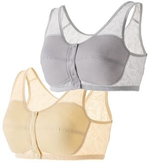 「【２色組】メッシュで涼やか前開きソフトブラ（ノンワイヤーブラ）」｜2色組