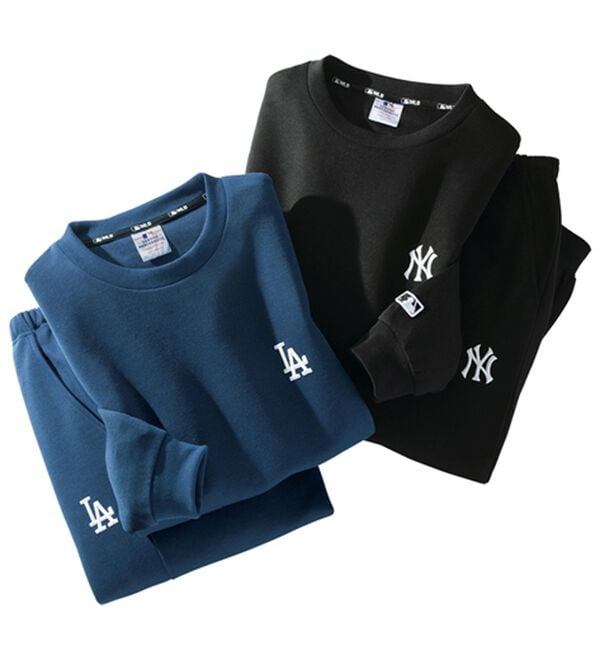 「【２着組】＜ＭＬＢ＞ロゴデザインスウェットセットアップ（メンズルームウェア）」｜ドジャース・ヤンキースセット
