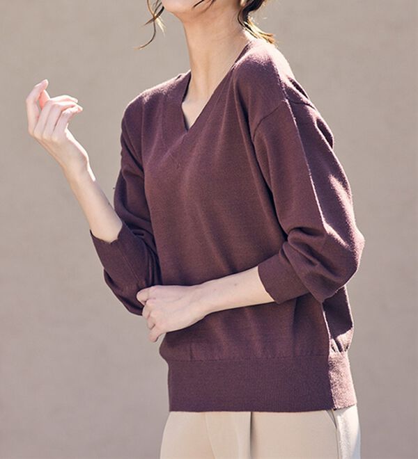 RANAN（ラナン）の「もちもちベーシックニット（Vネック・ハイネック）（ニット・セーター）」｜詳細画像