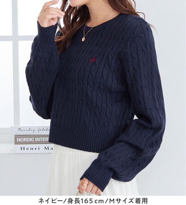 Viola e Viola（ヴィオラ エ ヴィオラ）の「【ビバリーヒルズポロクラブ】ケーブル柄ショートニット（ニット・セーター）」｜詳細画像