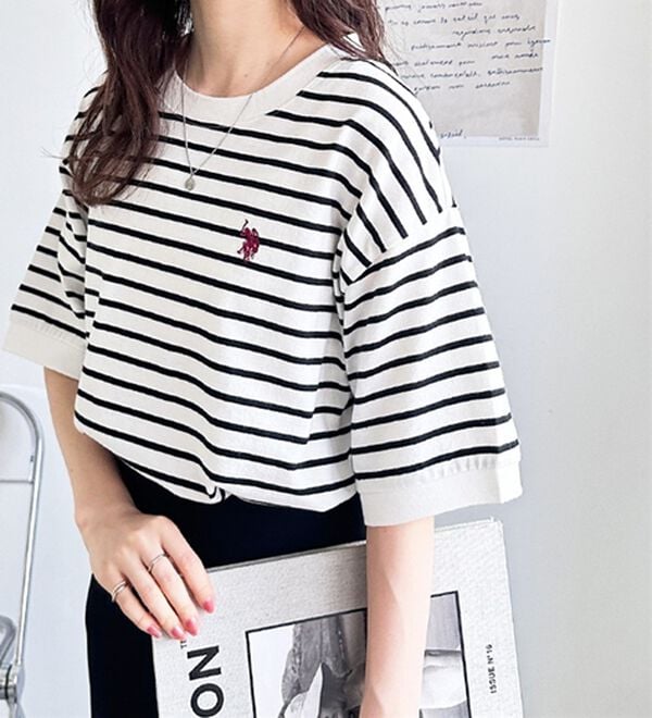 GeeRA（ジーラ）の「【ＵＳ．ＰＯＬＯ．ＡＳＳＮ】ライン配色Ｔシャツ（Tシャツ）」｜詳細画像