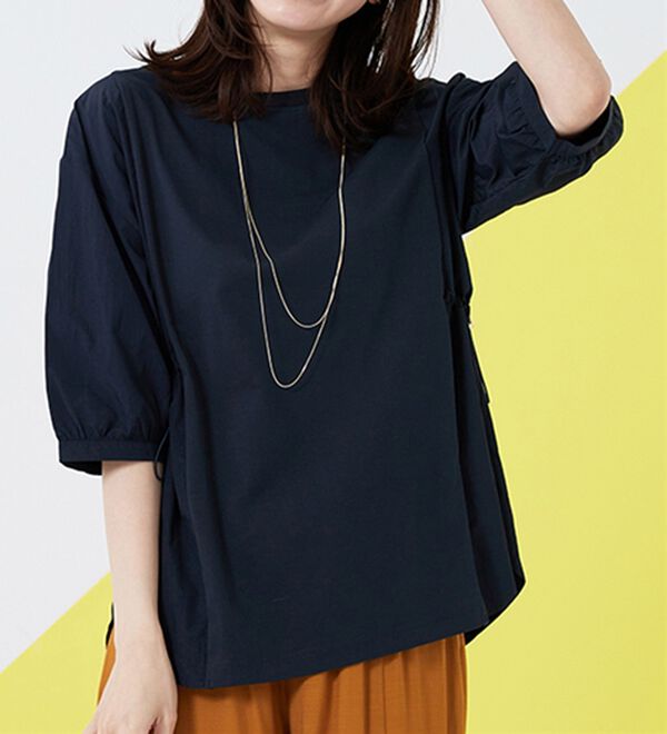 BELLUNA（ベルーナ）の「高見え！異素材切替ドロスト使いプルオーバー（カットソー）」｜詳細画像