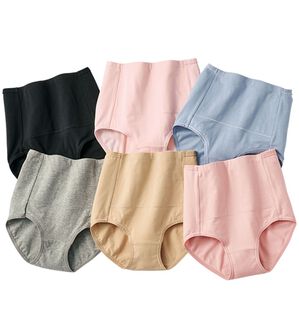 「【６色組】綿９５％のお腹お尻すっぽりショーツ（ショーツ）」｜6色組