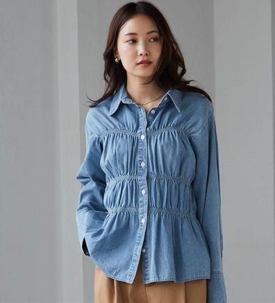 RANAN（ラナン）の「ライトデニムシャーリングデザインシャツブルー（シャツ）」