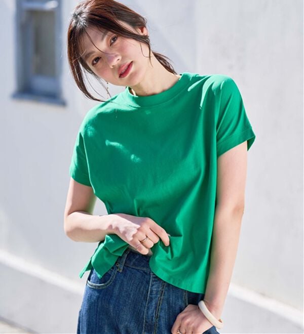 RANAN（ラナン）の「【選べる袖丈】＜BC＞綿100％プチハイネックＴシャツ（カットソー）」｜詳細画像