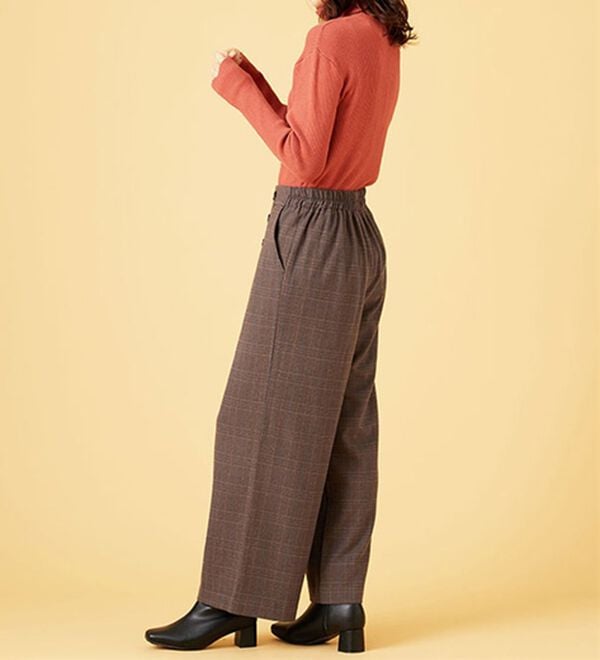 BELLUNA（ベルーナ）の「サマ見え（スーパーウォーム）ウール調ボタン使いワイドパンツ（ワイドパンツ・ガウチョ）」｜詳細画像