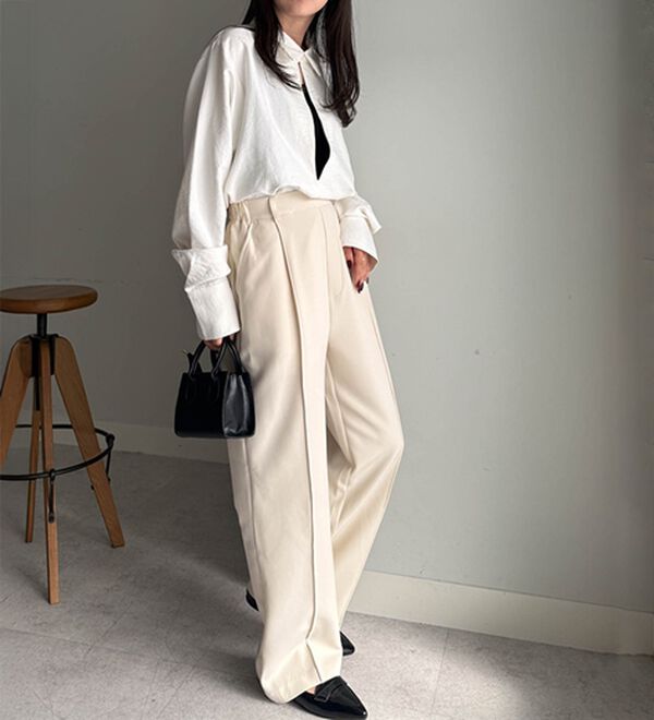 RANAN（ラナン）の「裏起毛美脚シルエットピンタックワイドパンツ（フルレングスパンツ）」｜詳細画像