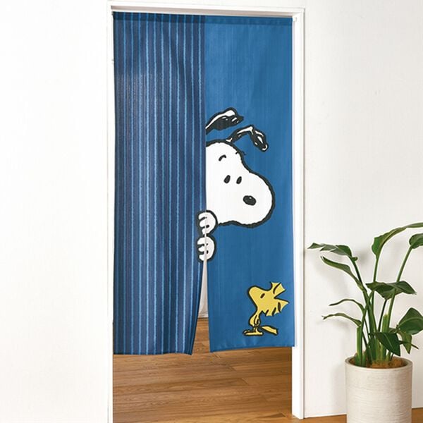 「スヌーピーのれん（のれん・間仕切り・カフェカーテン）」｜インディゴブルー