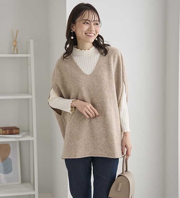 BELLUNA（ベルーナ）の「インナーに合わせるウール入りニットベスト（ベスト）」｜詳細画像
