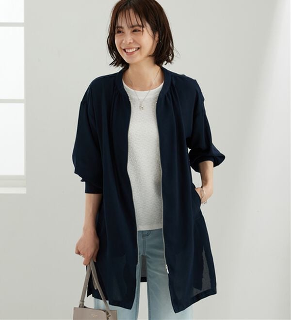 BELLUNA（ベルーナ）の「とろみ素材イージーケアロング丈ジャケット（その他ジャケット）」｜詳細画像