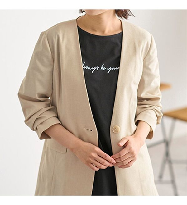 BELLUNA（ベルーナ）の「カジュアルコーデにきちんと感を！ノーカラージャケット（ノーカラージャケット）」｜詳細画像