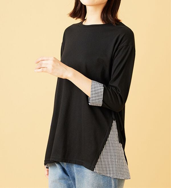 BELLUNA（ベルーナ）の「サイドリボンデザイン異素材切替チュニック（チュニック）」｜詳細画像