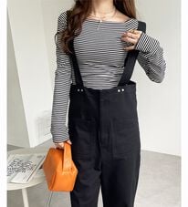 GeeRA（ジーラ）の「綿混ツイルハイウエストサロペット（オールインワン）」