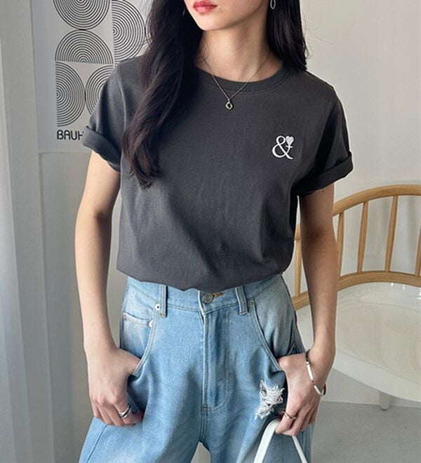 GeeRA（ジーラ）の「アンドハート刺しゅうＴシャツ（Tシャツ）」｜詳細画像