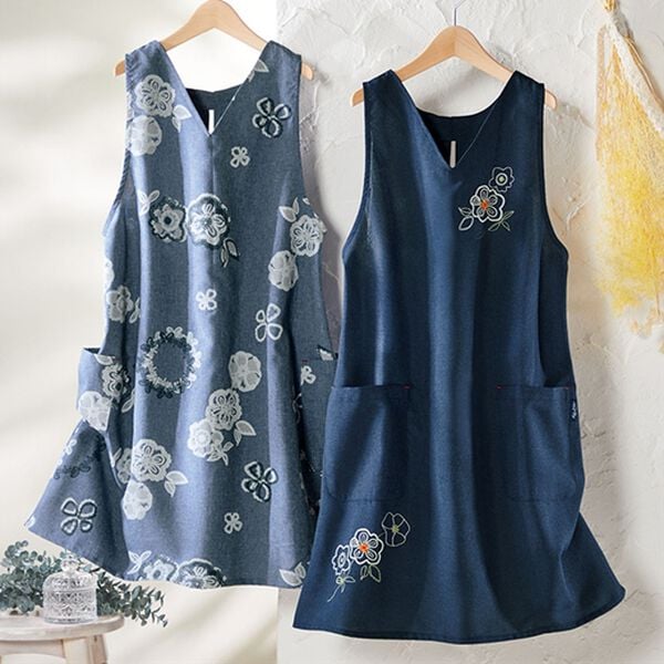 ルフラン（ルフラン）の「【２色組】杢調デザインエプロン（エプロン）」｜2色組