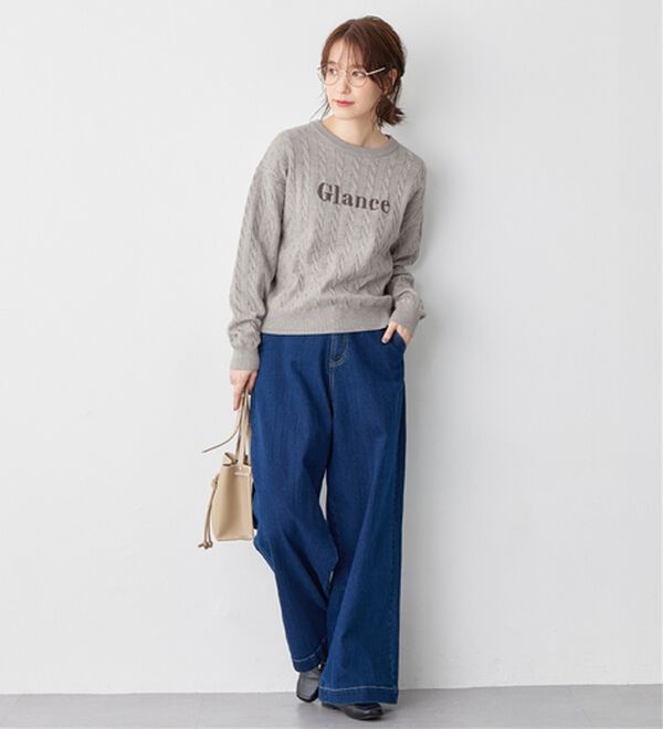 Viola e Viola（ヴィオラ エ ヴィオラ）の「洗えるもちもちロゴ刺しゅうケーブルニット（ニット・セーター）」｜詳細画像