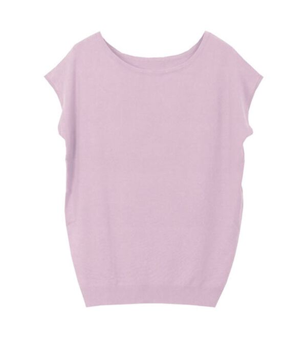 Pierrot（ピエロ）の「【選べる２ネック】シルクタッチフレンチスリーブニット（ニット・セーター）」｜詳細画像