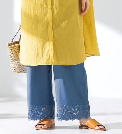 LAVIENNE（ラヴィエンヌ）の「裾魅せデニムライクペチパンツ（肌着・インナーウェア）」