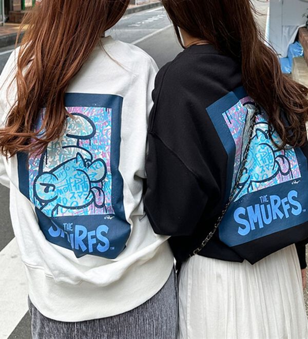 GeeRA（ジーラ）の「【スマーフ】コラボプリントスウェット（メンズカットソー）」｜詳細画像