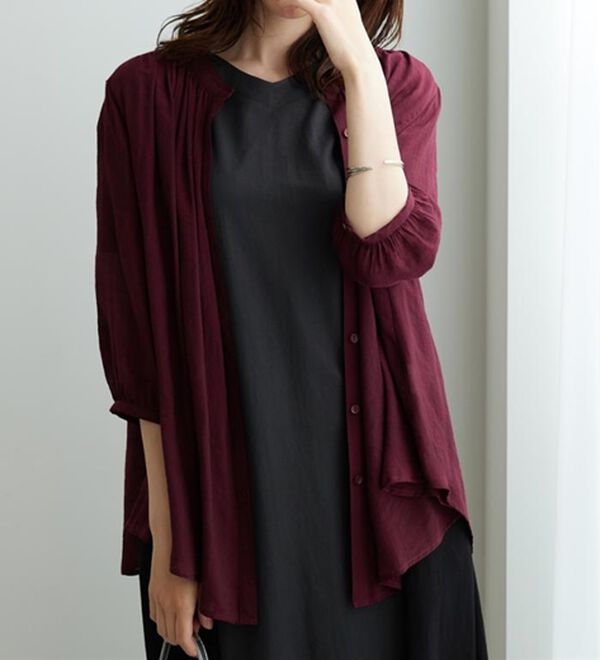 BELLUNA（ベルーナ）の「スラブ素材ギャザーデザインブラウス（ブラウス）」｜詳細画像