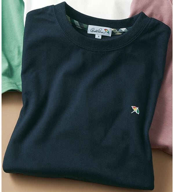 「＜アーノルド　パーマー＞ワンポイント刺しゅうベーシックＴシャツ（メンズＴシャツ）」｜ネイビー