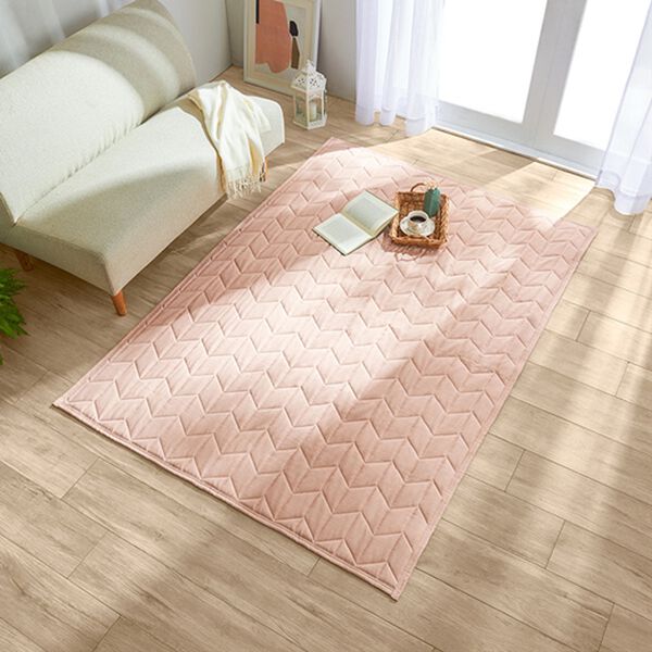 iellio（イエリオ）の「ふわふわ感触！はっ水ふっくらキルトラグ＜裏面滑り止め加工付・洗濯機で洗える・麻風・オールシーズン・おしゃれ＞（ラグ）」｜詳細画像