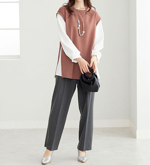 BELLUNA（ベルーナ）の「ボーダージャカード異素材切替チュニック（チュニック）」｜詳細画像