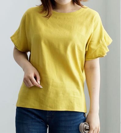 BELLUNA（ベルーナ）の「レーヨン麻袖デザインブラウス（ブラウス）」