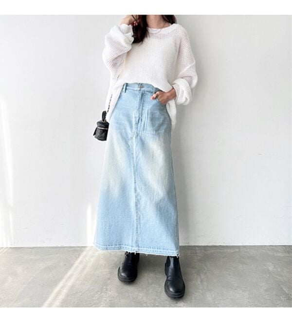 バックスリットデニムロングスカート - ベルーナ【公式】