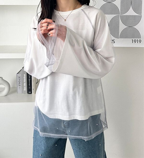 GeeRA（ジーラ）の「チュールレイヤードロンＴ（Tシャツ）」｜詳細画像