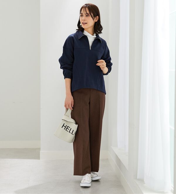 BELLUNA（ベルーナ）の「異素材使いハーフジッププルオーバー（カットソー）」｜詳細画像