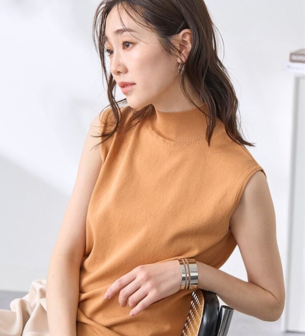 BELLUNA（ベルーナ）の「【選べるデザイン】Ｔシャツが苦手な方に！ひんやり綿混ニットＴ（ニット・セーター）」｜詳細画像